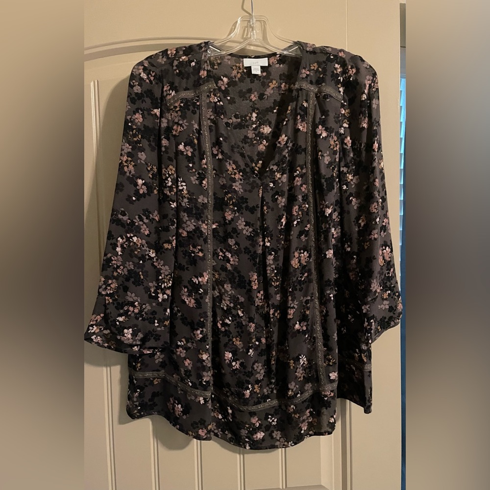 J Jill Floral Blouse 3/4 Sleeve
